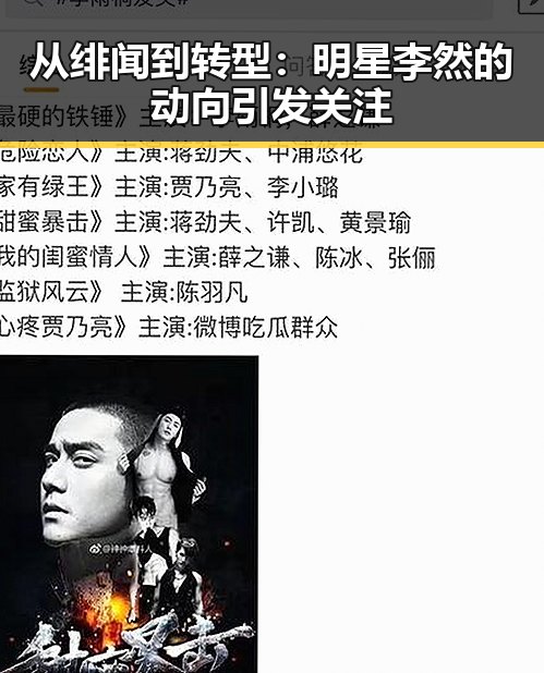 从绯闻到转型：明星李然的动向引发关注